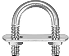 sourcing map Pernos en U redondos, 2 Kit 20 mm (0,79 ) Ancho interior 36 mm Longitud M6 304 Perno de abrazadera en U de acero inoxidable con tuercas, arandelas y placas, para remolque de barco