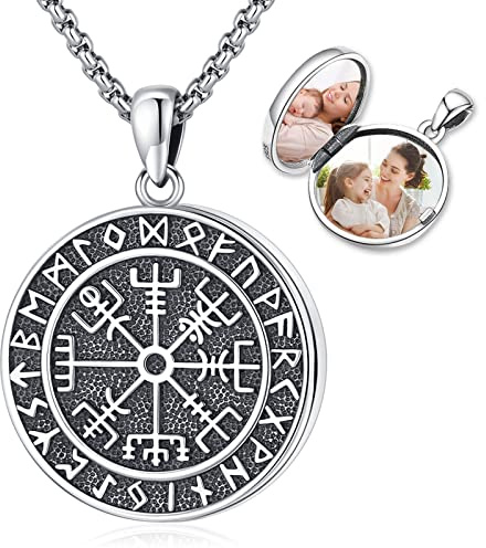 Eusense medaljong att öppna för bilder foto medaljonger kedja 925 silver hänge presenter på fars dag för kvinnor mamma flicka dotter, Sterlingsilver