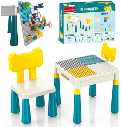 COIL Kindersitzgruppe, Kindertischgruppe, Kinderstuhl, Kindertisch, Kindermöbel, Material: PP+ABS, 2in1 – Blöcke oder Zeichnung (Grün)