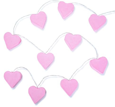 ValueLights | Set of 10 Battery Powered Paper Hearts Fairy String Lights, Decoration Fairy Lights, String Lights for Kids Bedroom | Wall Lights & Home Improvements Essential