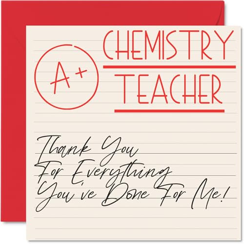 Thank You Cards for Chemistry Teacher, A+ Teacher | Thankyou Cards for Her or Him Women and Men Teacher, Heartfelt Appreciation Card, 145mm Thank You So Much Greeting Gifts