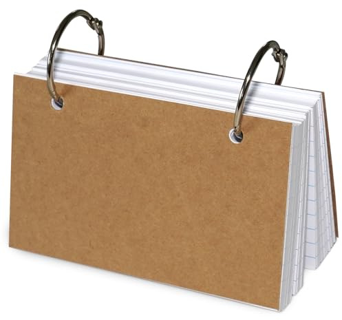 Olivo Index Card Binder Refills, White 3x5 Lined Index Cards with Ring, 2 Holes Punched, 100 Count