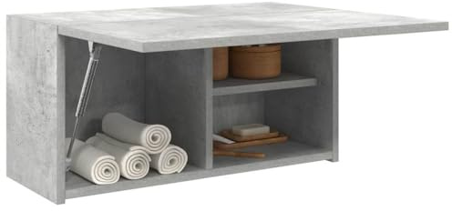 Homgoday - Armadietto da bagno a parete, per bagno, sospeso, armadio a muro, pensile, armadietto medico, armadietto da bagno, montaggio a parete, mensola, colore cemento grigio, 60 x 25 x 30 cm, in
