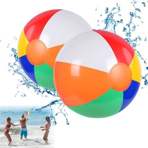 Pallone da Spiaggia, 2 Pezzi Pallanuoto Gonfiabile, Piccolo Pallone da Spiaggia Gonfiabile,Palloni da Spiaggia per Feste All'Aperto, per Bambini Adulti