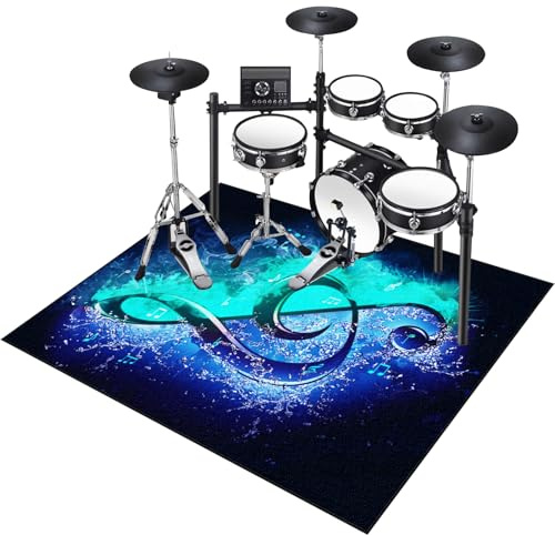 KQIEJUY Drum Rug, Drum Mat, Electrical Drum Carpet Soundproof Rug Pads Drum Accessories Shock Absorption Mat for Electric Drums Jazz Drum Set, Piano, Indoor Drum Accessories for Drummers 120 x 70 cm
