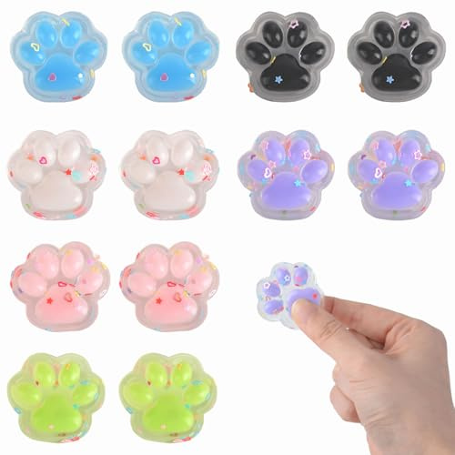 AWAVM 12 Squishies de Pattes de Chat Transparents et colorés Un mélange délicieux de Design Adorable, de Fonction Anti-Stress et d'utilisation Polyvalente pour Tous Les âges.