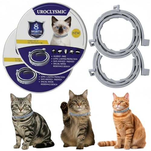 UroClysmic 2 Pack Cat Collar, 16 Month Protection, Natural Essential Oils, Waterproof & Adjustable. Safe Prevention for Indoor/Outdoor Cats & Kittens 7 Weeks+