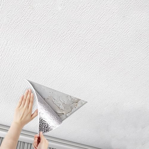 RENLXFI Pannelli Soffitto Boiserie Parete Carta da Parati Adesiva per Soffitti, Piastrelle Decorative Bianche Fai da Te, Ristrutturazione di Soffitti, Sostituzione dello Sfondo(W 75cm,L 20m)