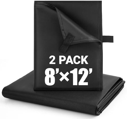 GliCraft 2 Pack 8x12 ft Black Heavy-Duty Waterproof Tarps - Oxford Fabric Tarpaulin with Reinforced Webbing Loops for Firewood, Roof, Camping, Pool, Boat & Outdoor Covers