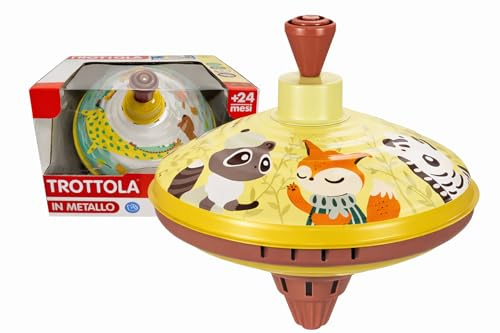 Trottola in Metallo per Bambini Trottola Grande Diametro 15cm Rotante Giocattolo 24+ Mesi Trottola Classica a Pompa Trottole in Lamiera Volano in Latta Spinner Toy Colori Assortiti Colore Casuale