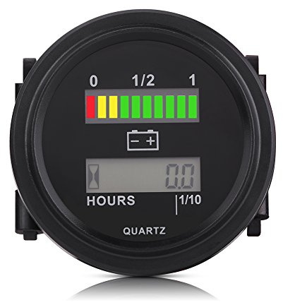 Qiilu 12V/24V/36V/48V/72V LED Indicatore Batteria Digitale Misuratore con Hour Metro per Auto Golf (Solo batterie piombo-acido)…