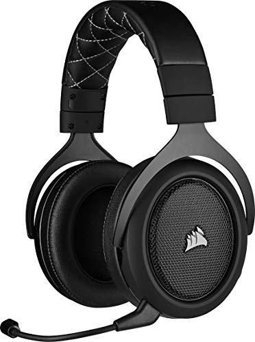 Corsair HS70 PRO Auriculares Inalámbricos para Juegos - Sonido Envolvente 7.1 - Micrófono Unidireccional Desmontable - Alcance de Hasta 12 m - Compatible con iCUE - PC, Mac, PS5, PS4 - Carbono