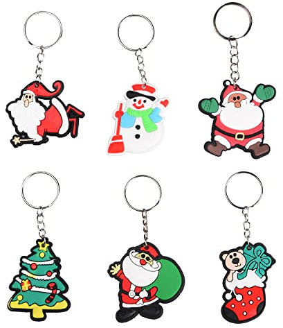 Euvoym 36 Pieces Christmas Keychains Christmas Cartoon Keychains Christmas Tree Santa Claus Snowman Christmas Stocking Keychains Pendant Keychains Ornaments