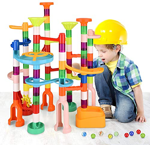 Murmelbahn kinderspiel - 135pcs Kugelbahn Marble Run Starke und Stabile Set mit Bahnelementen und Murmeln, Lernspielzeug und Konstruktionspielzeug, Geschenk für Kinder ab 3 Jahre