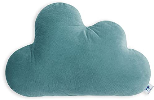 Pepi - Kuschelkissen Kinder - Wolkenkissen - Handgenäht Kissen Kinderzimmer - Baby Kissen Wolke Deko - Kinderkissen Emerald