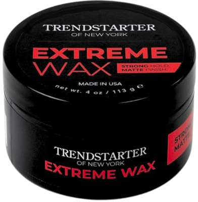 TRENDSTARTER Hair Wax - Extreme, 4oz - Matte Finish - Premium Water Based Flake-Free Hair Styling Pomade for All Hair Types - All-Day Strong Hold