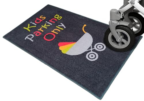Schmutz-Unterlage für Kinderwagen & Buggy/waschbarer Funktionsteppich – schützt den Boden/stark saugende Mikrofaser/praktisches Zubehör / 67x110cm (grau - Kidsparking)