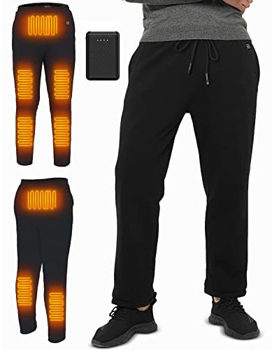 FERNIDA Heating Trouser with Battery, USB 5V Electric Heated Pants Winter Warm Outdoor Snow Ski Hiking Fishing Walking Trouser for Men, 8 Heating Zones, Small Black