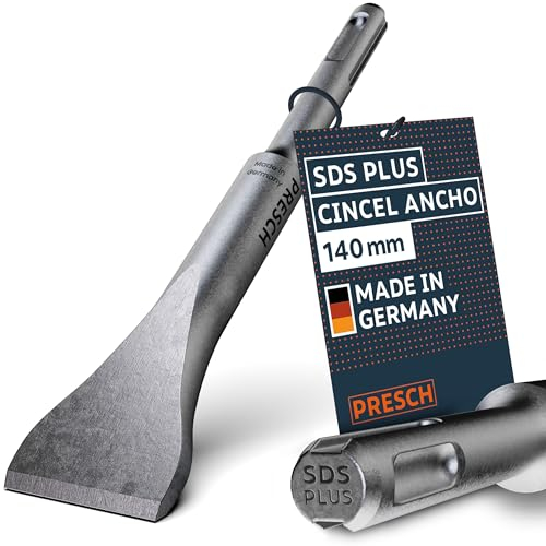 Presch SDS-plus Burin Large - Tranchant robuste et durable de 30 mm de large - Pour tous les travaux de démolition (longueur 140 mm) - Burin en acier haute performance pour des coups puissants