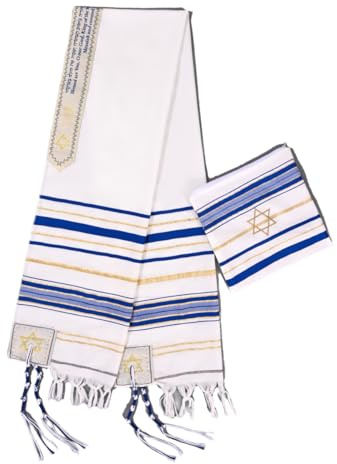 Rooherd 1pcs blue men's prayer shawl Christian prayer scarf jewish tzitzit tallit cloth rainbow jerusalem clothes Israel design