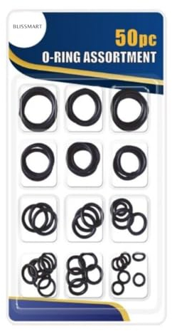 BlissMart 50pc O-ring Assortment Set Pack Rubber Seals Set DIY Kit Rubber Washer Spacer Gasket Washers Seal O-Ring Kit for Mixer Taps, Pumps, Kitchen Tap, Bearing, Electrical Appliance