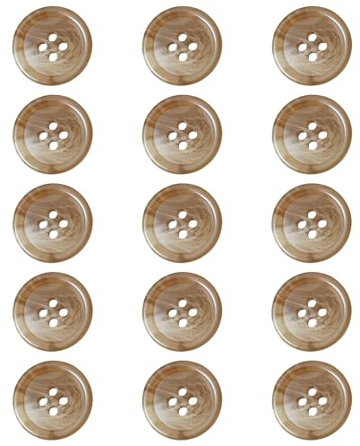 ftiemlovde 15 stycken, 4 hål, färgglada knappar för sömnad, hantverk (khaki 20 mm) | Gör själv, för kofta, nattlinne, sommarklänning
