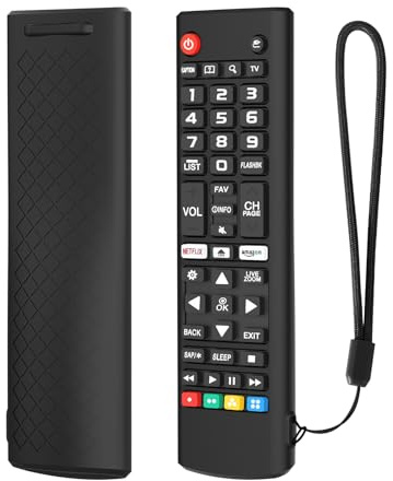 FTRONGRT Funda Compatible con LG TV Remote AKB75095307 AKB75375604 AKB74915305, Ultrafino y Ligero, Anti-Caída, Anti Choques, Funda Protectora de Silicona Suave para Mando a Distancia.Negro