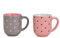 Juego de 2 Tazas de Cerámica con Bonitas Decoraciones de Corazones - Juego de Tazas Grandes | Tazas para Café Largo o Té - Para Bebidas Calientes | Fuerte y Resistente - 2 x 400 ml (Rosa y Gris)