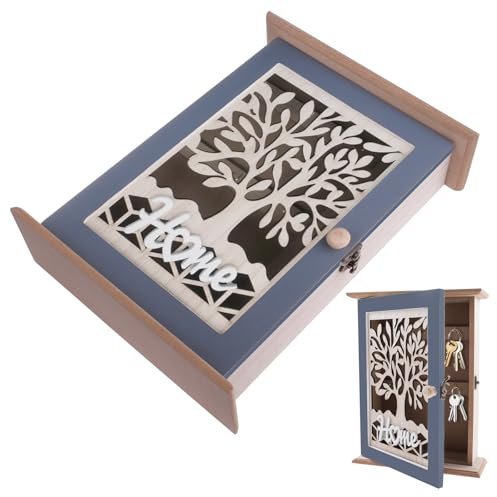 posionks Wooden Key Box Key Boxes Wall Mounted Key Cabinet Nordic Style 28.5 * 22 * 7cm for Home, Home Decoration, Office & Warehouses