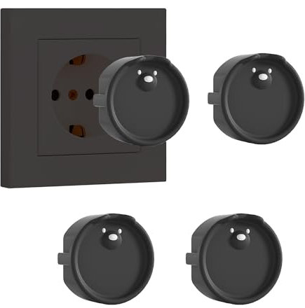 LLMtn Lot de 4 prises de type F, boîte en silicone, couvercle décoratif/coque de protection contre la poussière, cache-prises, cache-poussière, dispositifs de protection (4 noir)