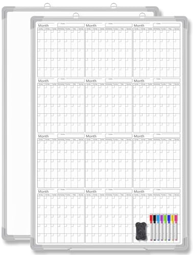 Lincia 3 Month 36 x 24 Vertical Whiteboard Calendar Dry Erase for Wall