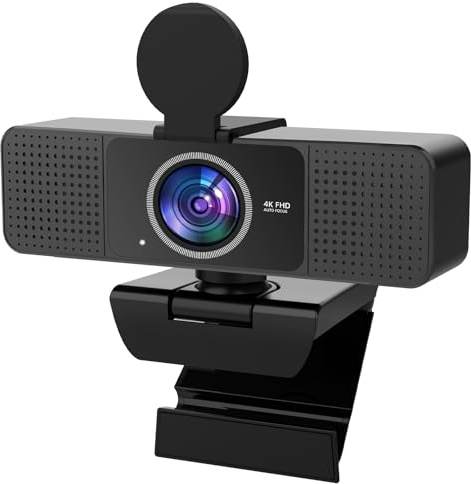 PEATOP Webcam 4K for PC Autofocus, Noise-Canceling Mic USB Plug & Play Webcam with Privacy Cover Camera 4K for Zoom/Teams/Skype/Google Meet