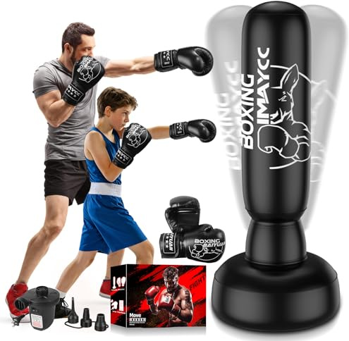IMAYCC Boxing Bag Free Standing, Upgrade Thickened 180CM PVC Punching Bag for Adult Kids, Heavy Standing Punch Bag, Kickboxing Bags For Muay Thai, Mma, Boxing Training, Sandbag Fitness.