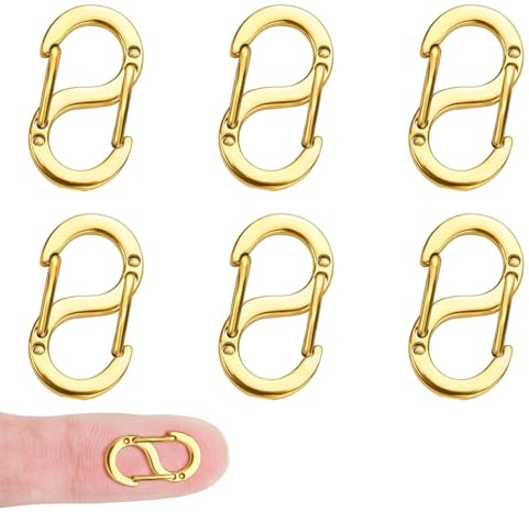6 mini moschettoni, chiusura in metallo per borsa a tracolla, collana, bracciale (dorato)