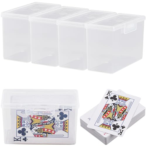 CRASPIRE 4 Scatola Porta Carte in Plastica Trasparente Custodia per Carte da Gioco scatole Trasparenti per Carte da Poker con Chiusura A Scatto per Banca Affari Accessori da Viaggio