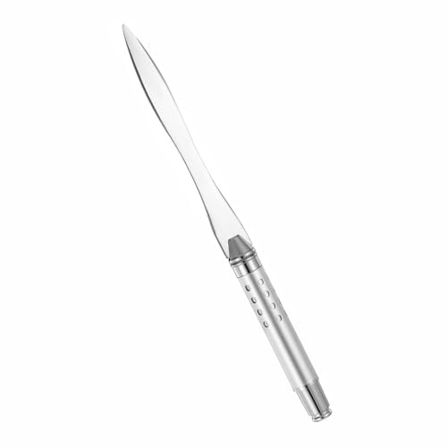 Handtag brevöppnare kuvertöppnare träöppnare metall pappersskärning kniv delad fil kuvert brevpapper för skola kontor hem, silver