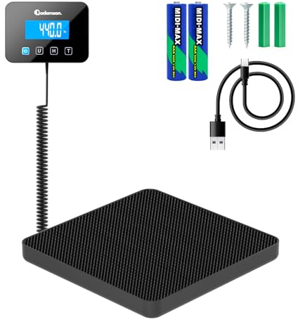Shipping Scale for Small Business - 440 lbs/0.35oz - High Accurate Digital Postal Scale with Hold/Tare Function - Perfect for Packages, Luggage, Home Use - Battery & Cable Included - Black Mat