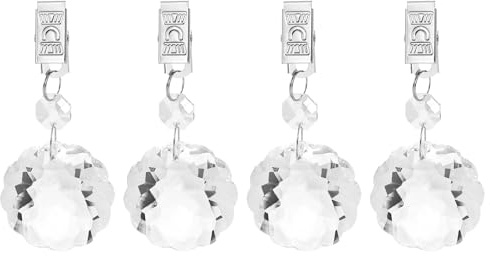 QUARKZMAN 4 Piezas De Pesos para Mantel, Pesos para Cubierta De Cristal con Clip Metálico, Colgante En Forma De Flor De Ciruelo Transparente De 100 X 44mm para Decoración O Jardín