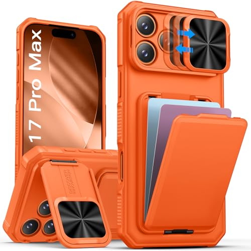 Vihibii pour iPhone 17 Pro Max Coque avec Card Holder, Orange