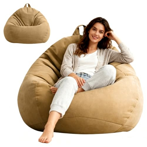 Umllpet sittsäck XL ljus kaffe, saccosäckar droppform endast överdrag (utan fyllning), saccosäck stol för vuxna barn, gaming saccosäck för vardagsrum barnrum soffa utomhusdekoration, 100 x 120 cm