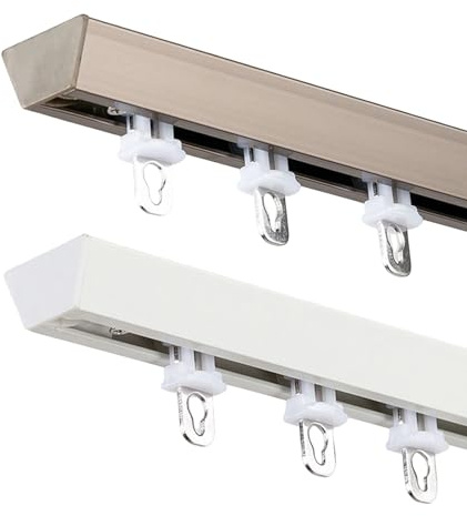 Sistema de riel de techo industrial resistente de 1,6 m para cortinas, riel de cortina duradero para oficina, sala de estar y dormitorio, fácil montaje en techo, perfecto para uso doméstico y