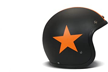DMD Vintage Star Black Orange Open Face Helm Jethelm Motorradhelm, L