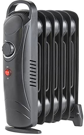 Blümme Black 6 Fin Mini Oil Filled Radiator Portable Electric Heater 800W