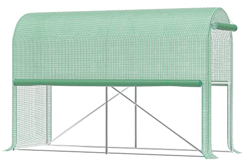 Outsunny Serra da giardino 3m² Serra per pomodori dim. 3 x 1 x 2 H m Porta con cerniera a discesa 2 lati arrotolabili in acciaio PE ad alta densità verde