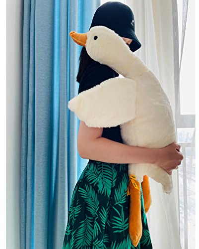 Tanha Gans Kuscheltier XXL Plushie, Kawaii Plush, Ente, Großes Gänse-Stofftier (Weiß, 90cm)