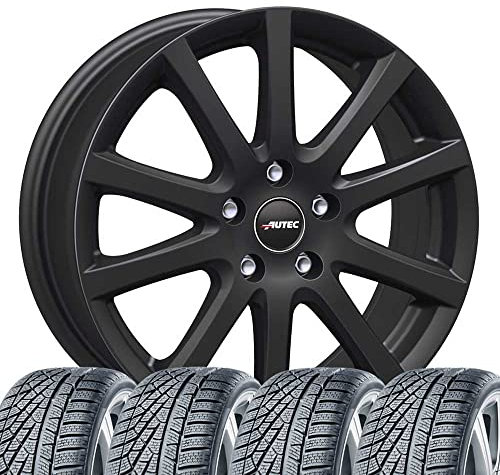 4 Winterräder Winter Skandic 6,5x16 ET 40 5x100 Schwarz matt mit 195/55 R16 87H CON WinterContact TS 870 Evc kompatibel mit Toyota Yaris