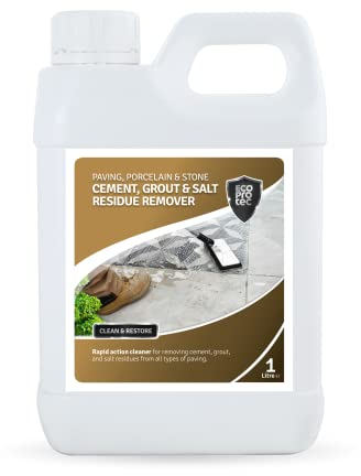 ECOPROTEC Cement, Grout & Salt Residue Remover | Paving, Porcelain & Stone | Rapid Action Concentrated Cleaner for External Use (1 Litre)