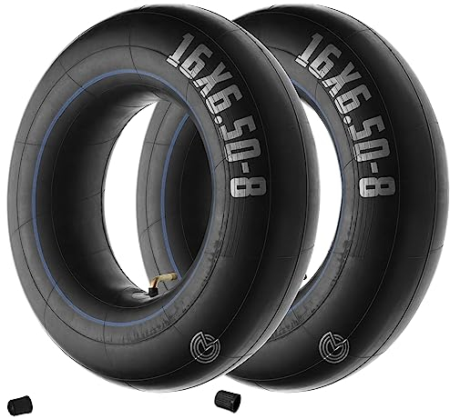 MOOVMOOV Cámaras de Aire 16x6.50-8 / 16x7.50-8 con Válvula en Ángulo TR87 (x2) - Cámaras de Aire de Repuesto para Cortacéspedes, Carretillas, Carretillas de Mano, Carros y Remolques de Jardín, y Otros