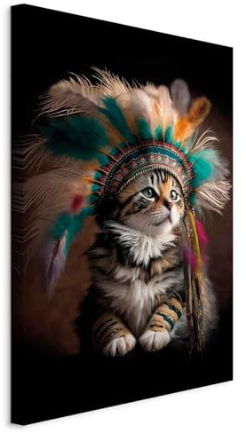 murando AI Acoustic Canvas Wall Art Cat 80x120 cm / 32x48 picture with acoustic foam sound absorption print image Artwork 1 pc room acoustics soundproofing Kitten Indian Animal g-H-10022-b-b