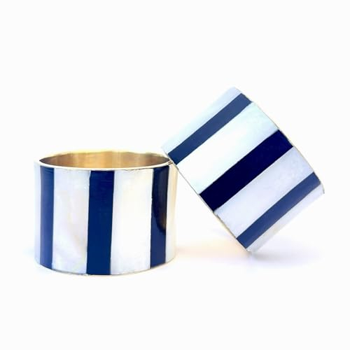 Servilleteros Individuales Dorados de Piedra Natural Negro y Blanco - Set de 10 Servilleteros Elegantes para tu Mesa de Navidad - Conjunto de 10 Piezas de Nácar Navideños Resistentes - Negro (10)